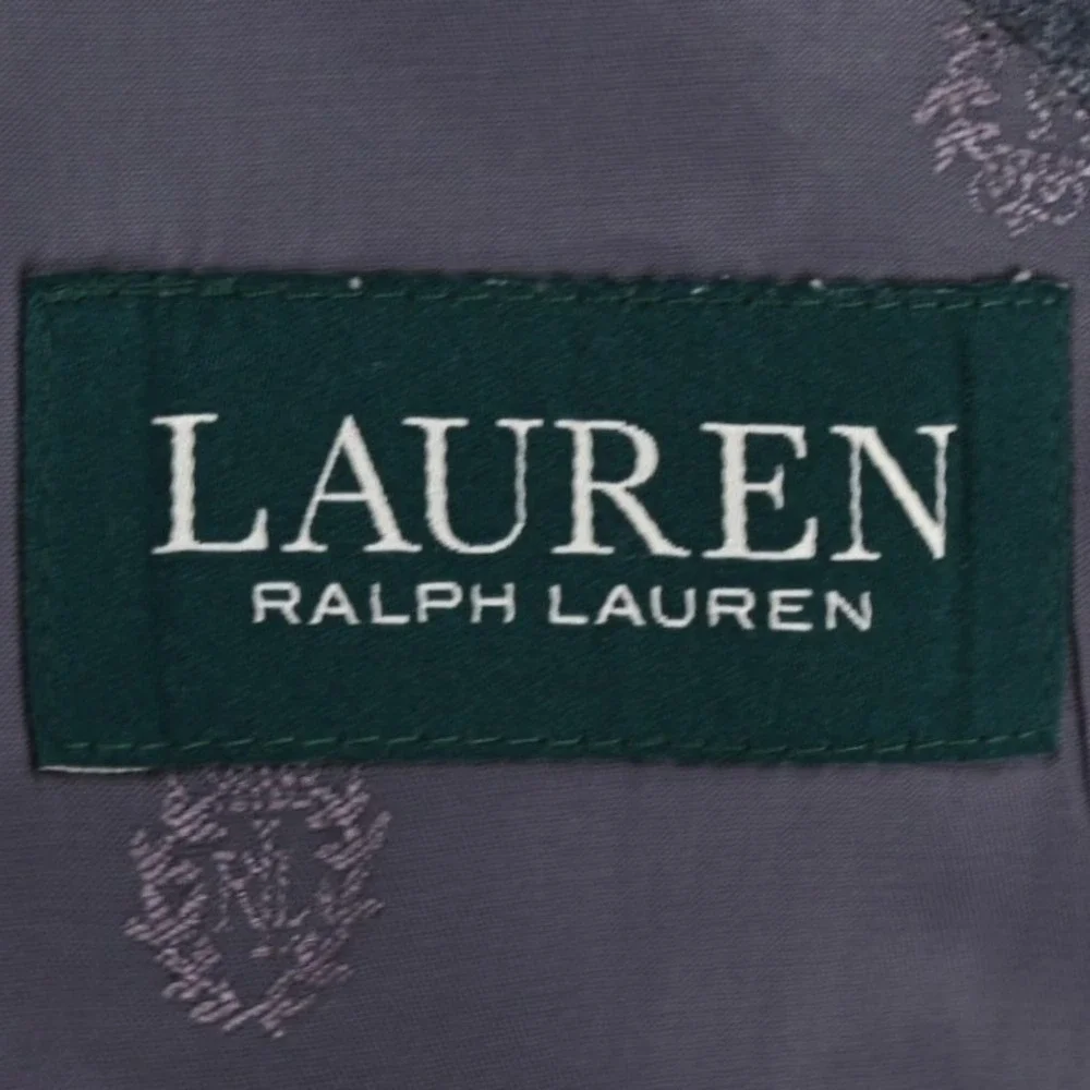 100% Wool Lauren Ralph Lauren Windowpane Plaid Grey Suit Jacket Blazer 46R Luxe